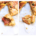 A collage of pieces of the Fancy Tomato Pie.