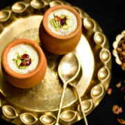 A picture of Mum's Gulab Phirni Recipe / Rose flavored Rice Pudding.