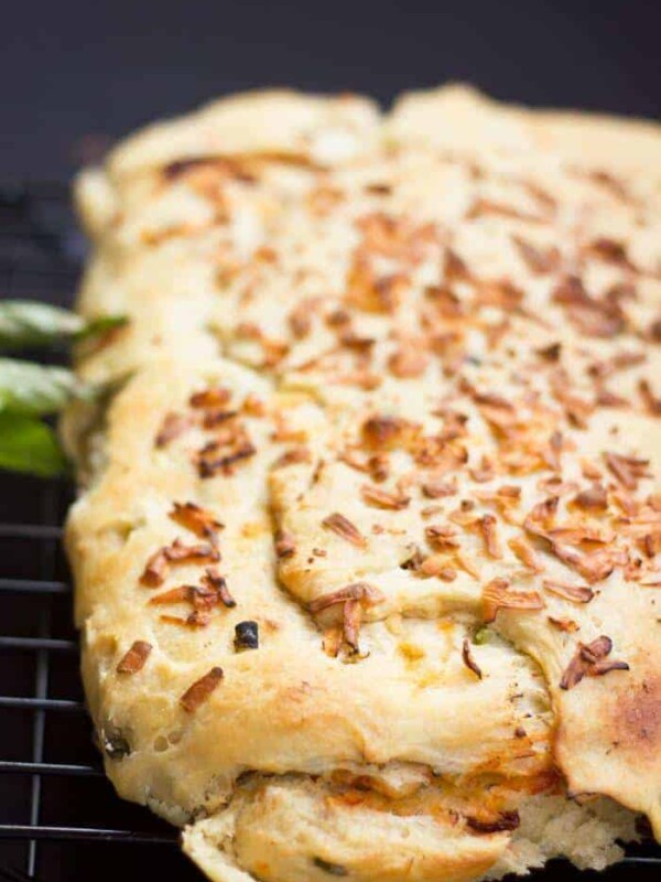 Baked pizza bread served straight out of the oven