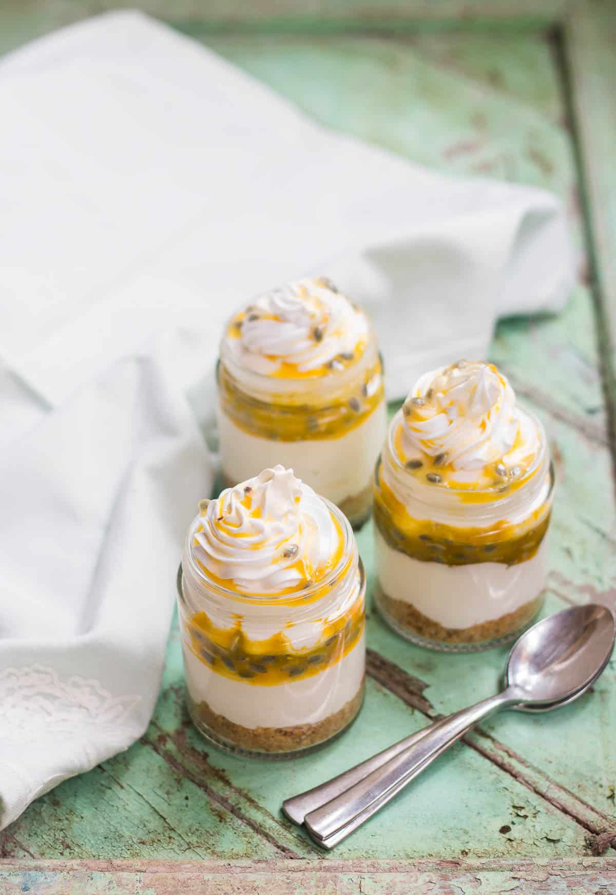 8 ingredient Passion Fruit Cheesecake Jars