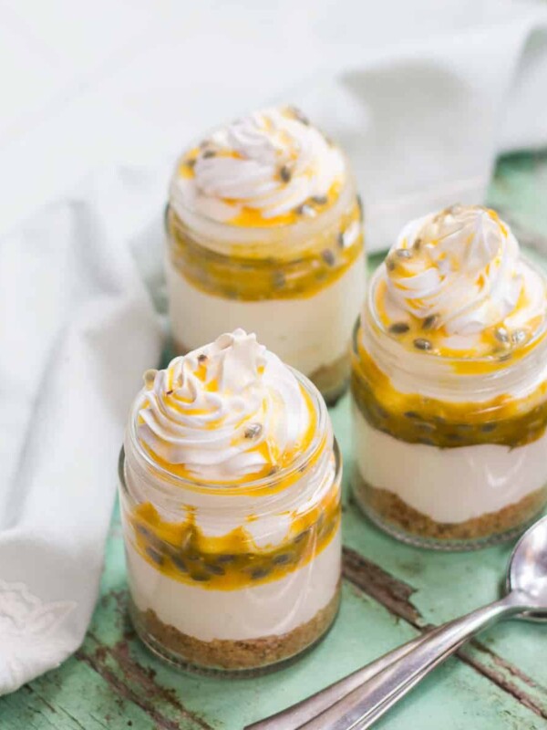 8 ingredient Passion Fruit Cheesecake Jars