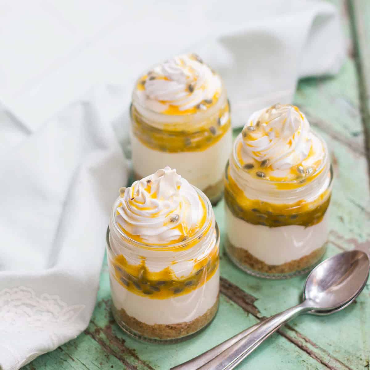 8 ingredient Passion Fruit Cheesecake Jars