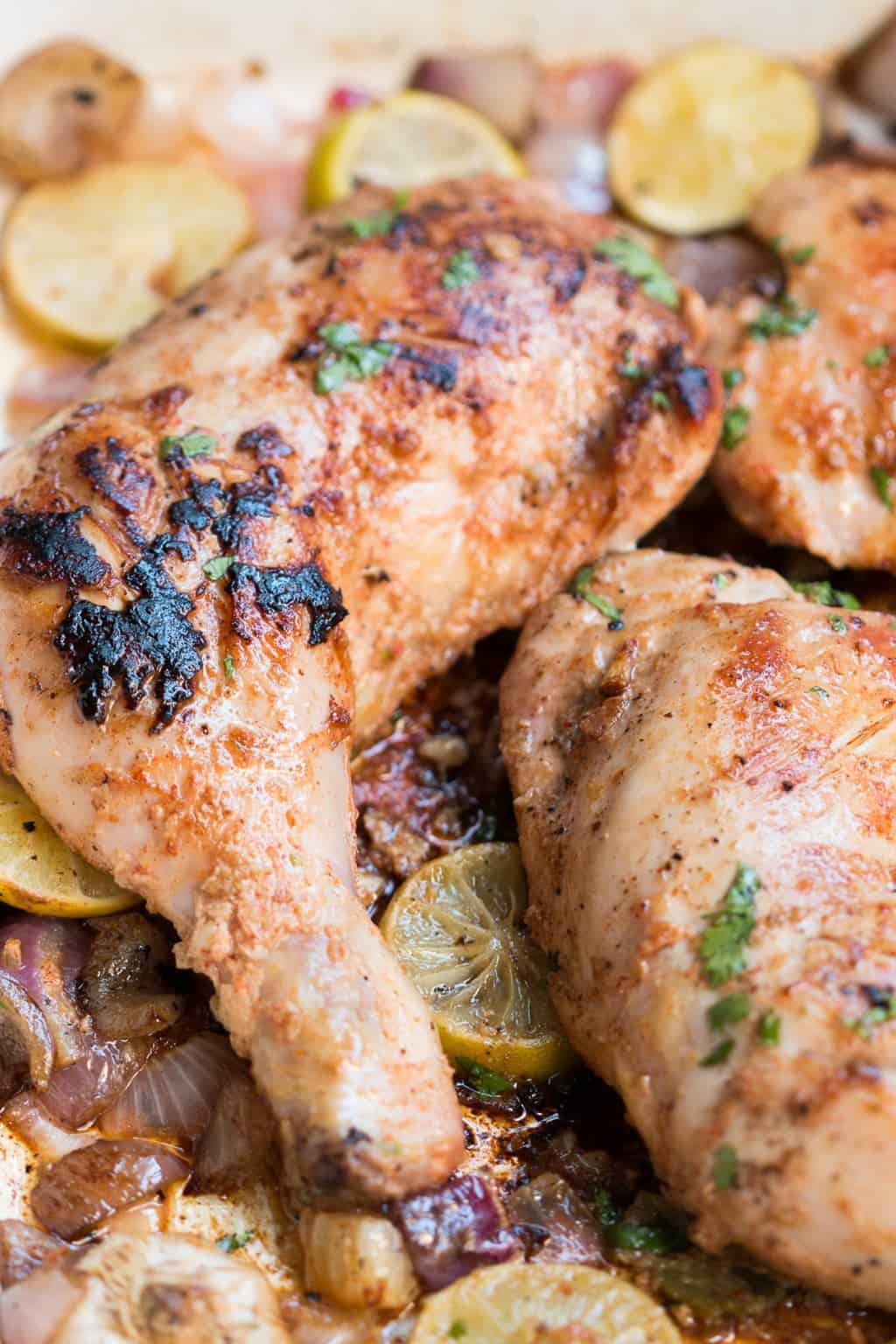 close up of sumac chicken