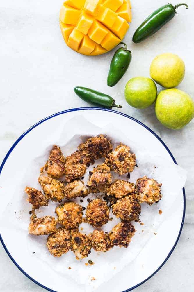 Healthy Oats Crusted Fish Tacos + Mango Salsa This recipe for super easy, healthy oats crusted fish tacos takes ONLY 15 mins from start to finish. Use cod, tilapia, red snapper or any other white fish. Instead of the usual cabbage slaw, I topped these with cilantro mango salsa for extra zing! Perfect for your next dinner/barbecue this summer!
