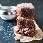 The brownies stacked on top of each other.