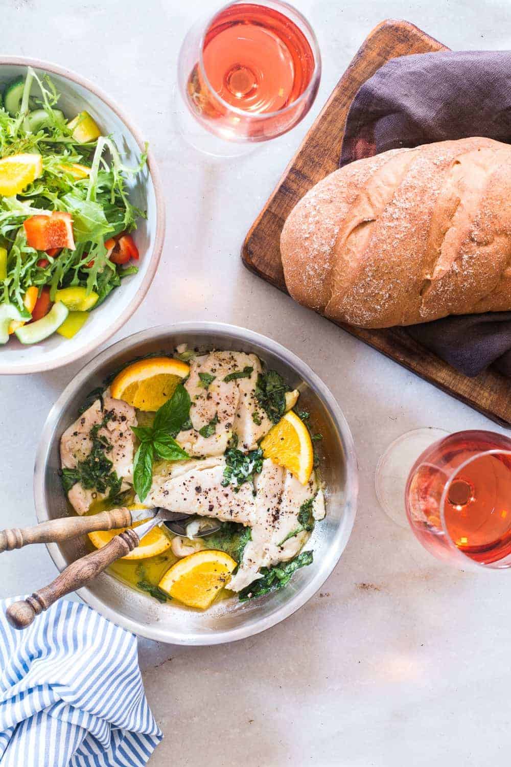 30 Minute Bhetki Fish in Citrus Basil Butter Sauce A simple 30 minute recipe, this fish in citrus basil butter sauce is perfect for that date night dinner for two! Use any white fish like cod, tilapia, bhetki, trout or even mahi mahi to make this recipe. Team it up with a big salad and it turns into a healthy dinner.