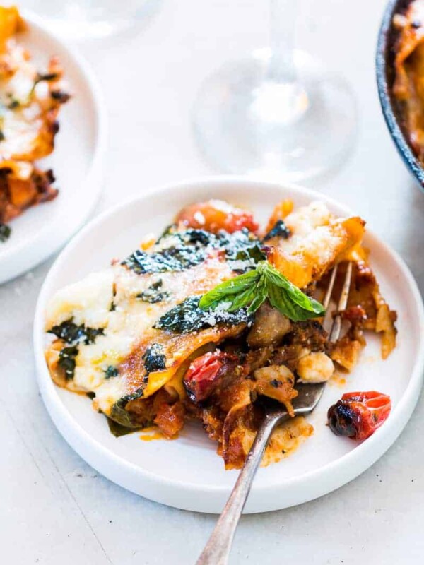30 Minute Vegetarian Lasagna served with Big Banyan's wine.
