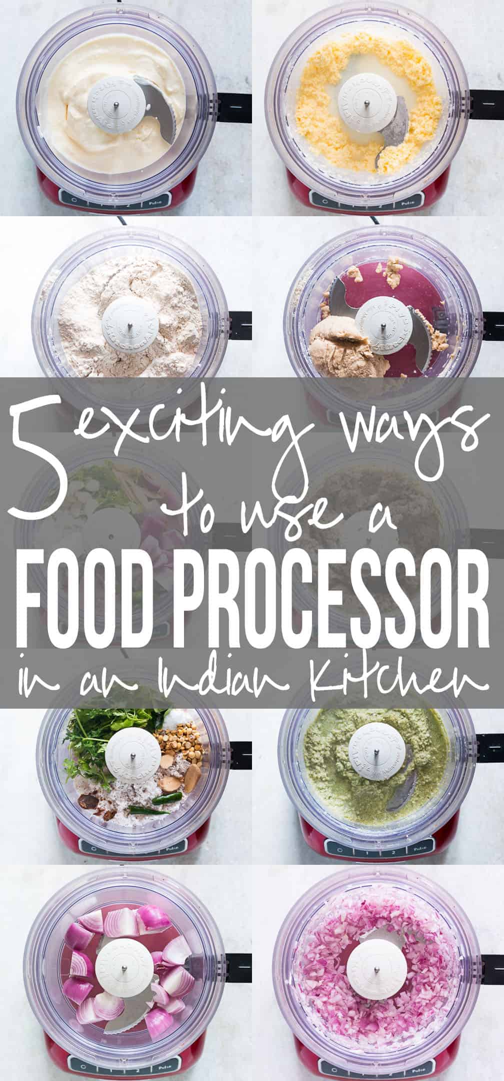 Looking to buy a food processor? Read my recommendations and find out 5 exciting ways to use a food processor in an Indian kitchen (mincing meat, churning butter, kneading atta dough, chopping, shredding etc)