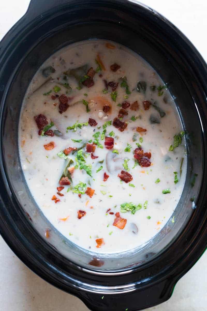 This creamy slow cooker chicken barley soup is made healthier by replacing rice or noodles with barley. It's easy, uses whole ingredients and is perfect for your crockpot. Pure comfort food! YUM!