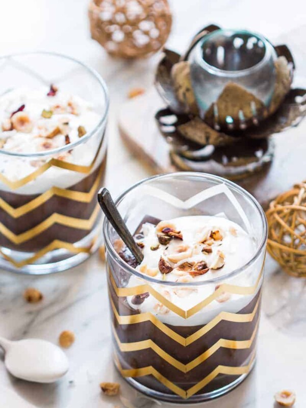 Festive Chocolate Rice Kheer served in aesthetically pleasing glasses by Chumbak.