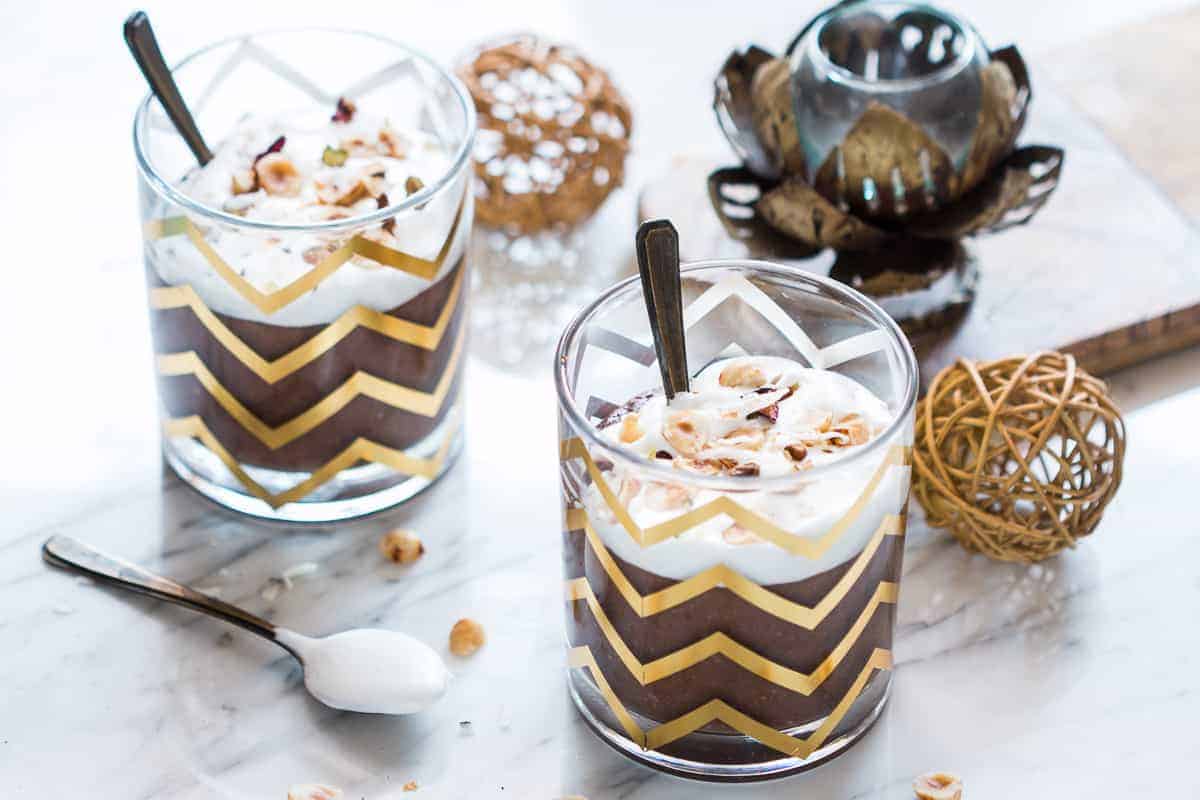 Super easy recipe for a festive chocolate rice kheer pudding made without condensed milk but still really creamy. Perfect for your Diwali dessert table or any other Indian festival. Actually you won't need a reason to make this one!