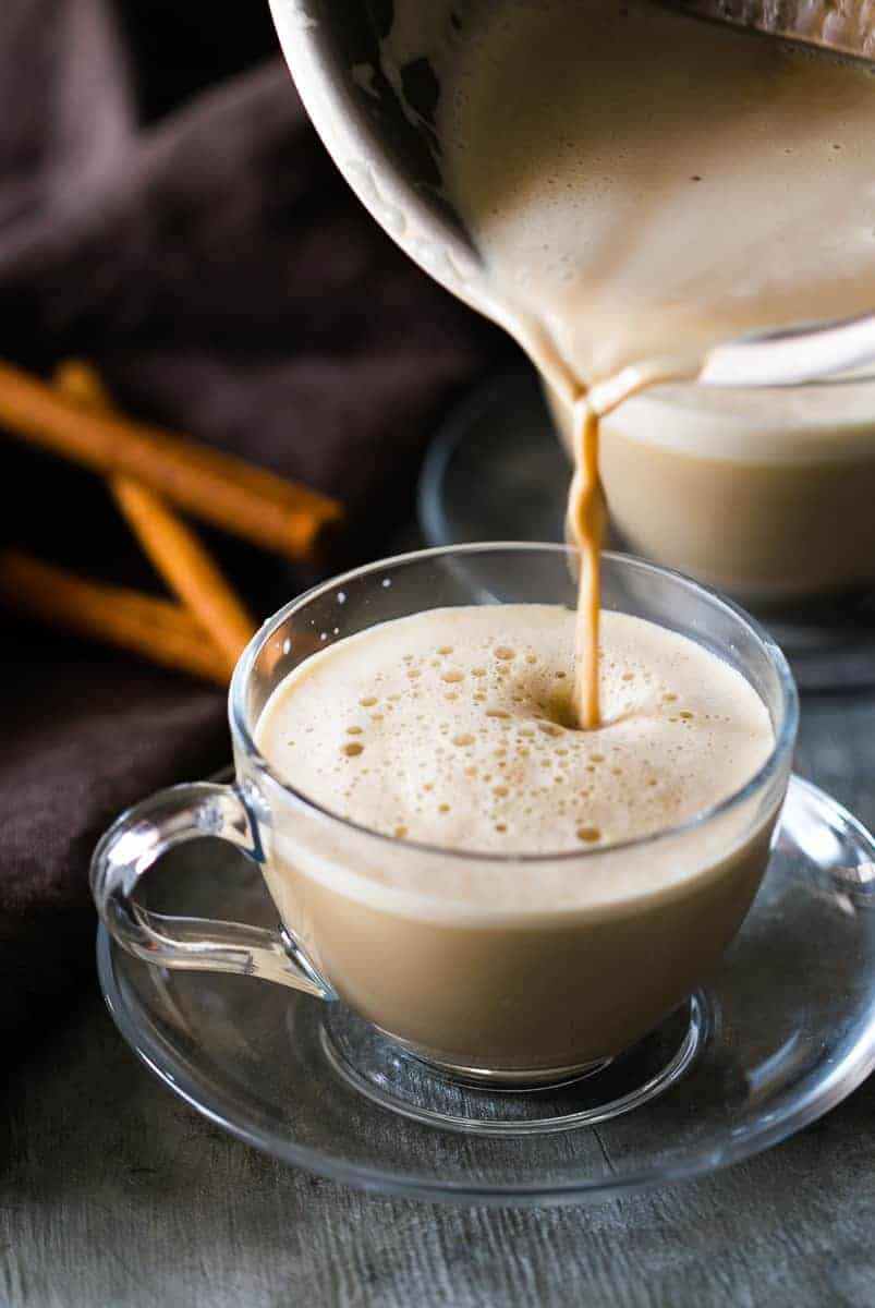 The best homemade butterbeer latte made with coffee, toffee and topped with toasted marshmallows. Just like the one you get at Starbucks!