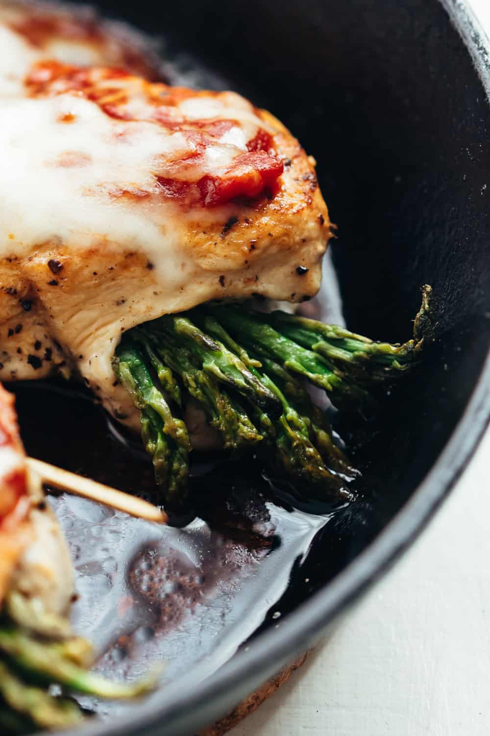 Closeup of Asparagus Stuffed Chicken Breast