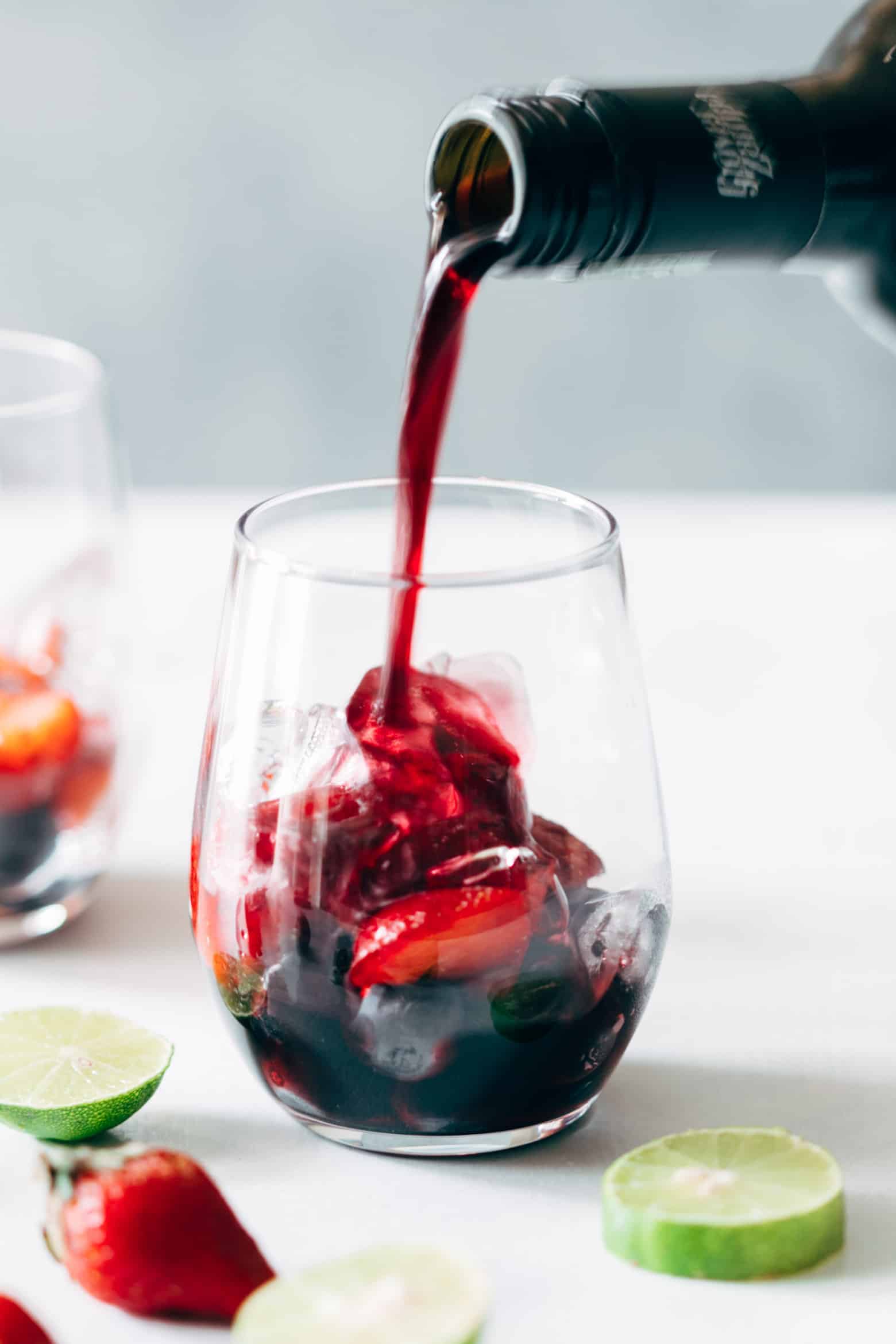 The Summer Berry Red Wine Spritzer is a cool, refreshing cocktail and a lot like the tinto de verano. Full of strawberries and blueberries, its perfect for times when you want to stay away from hard liquor and watch those calories while still enjoying a drink!