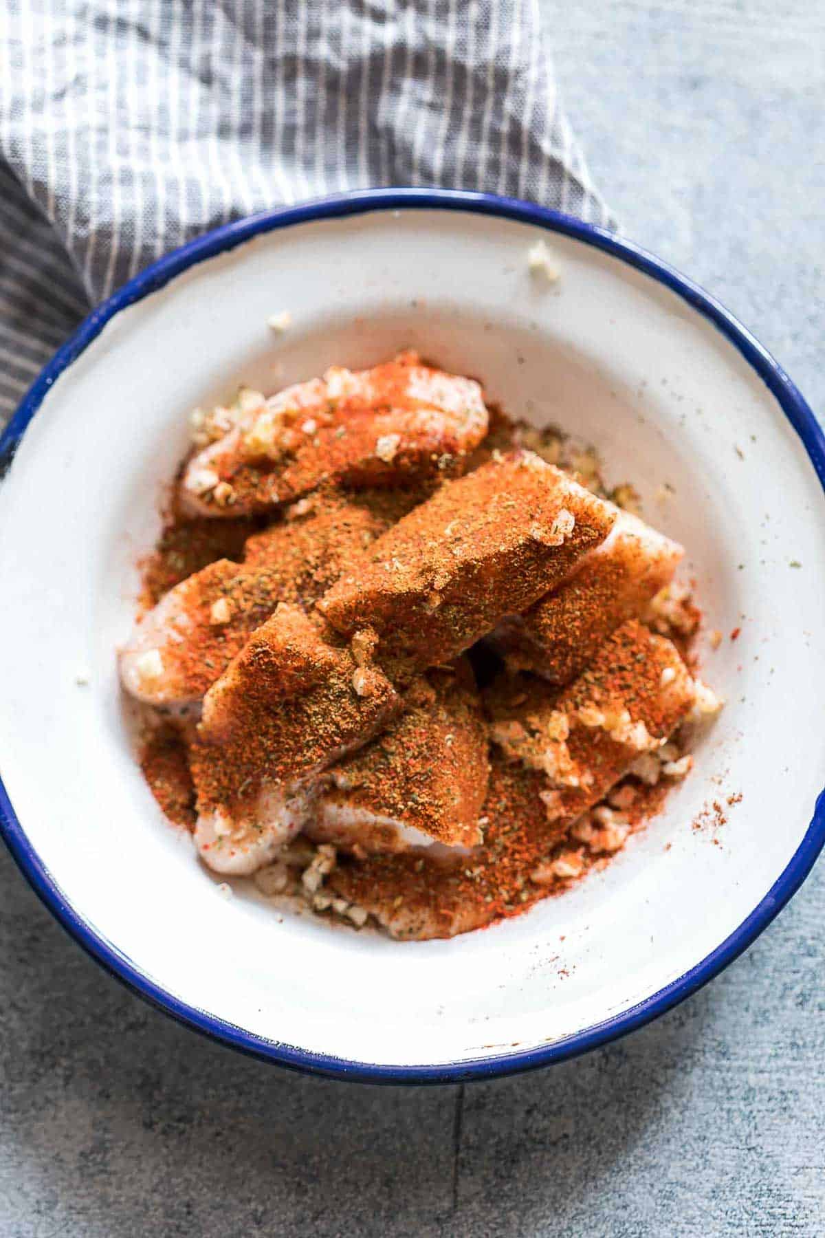 Seasoned fish for the tacos.
