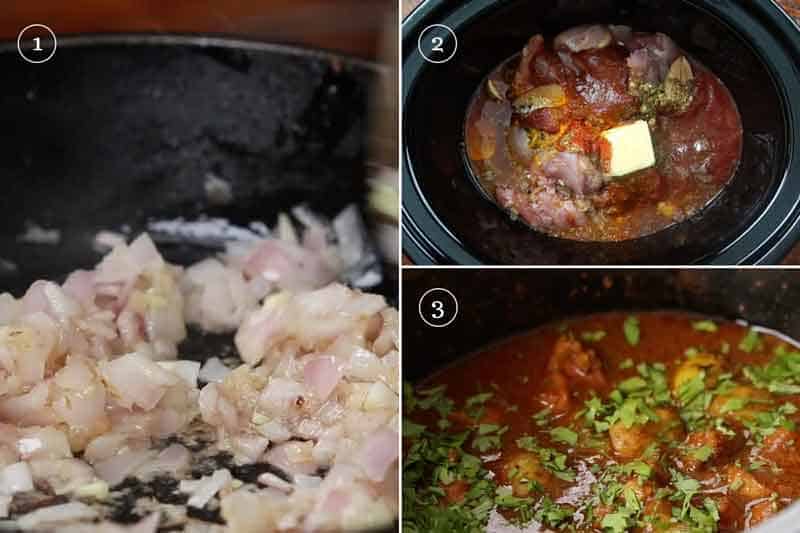 Step by step directions to make slow cooker chicken curry