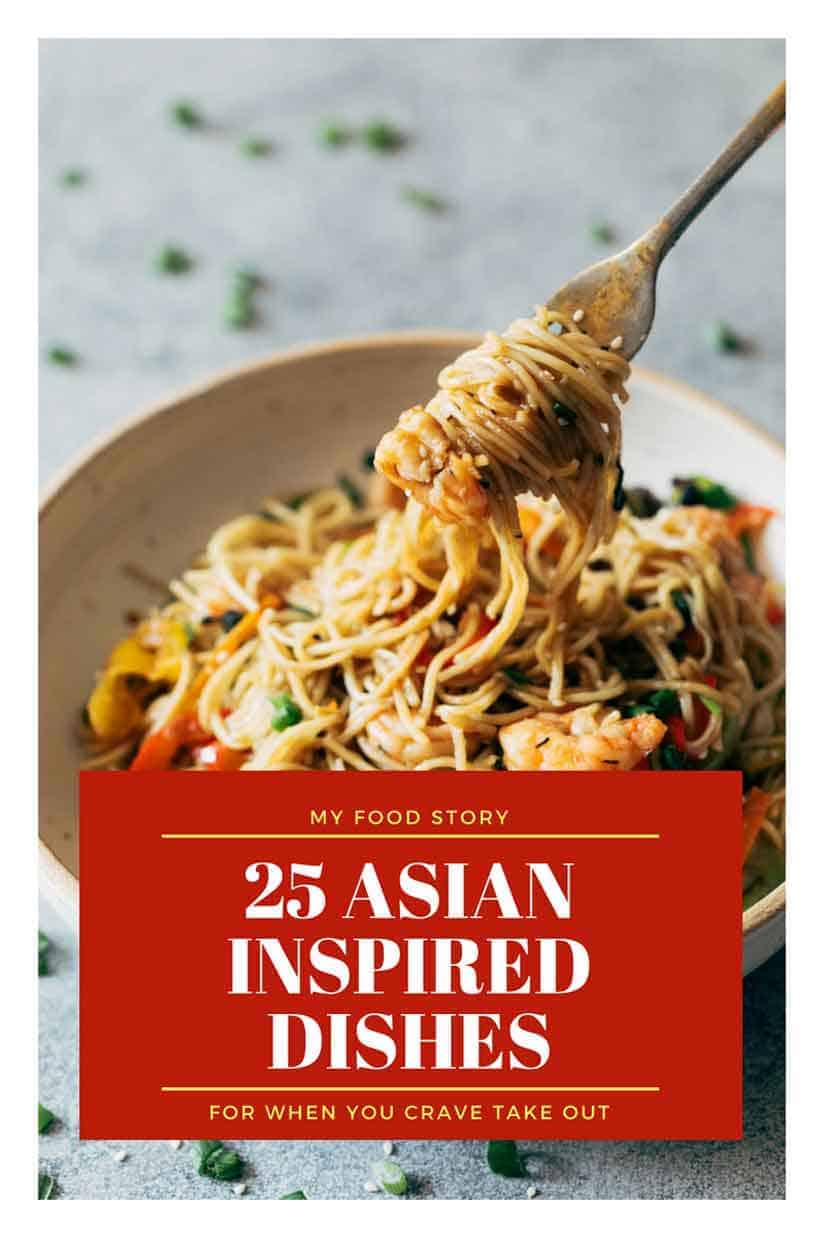 Shrimp Chow Mein with text overlay - collage for Asian recipes 