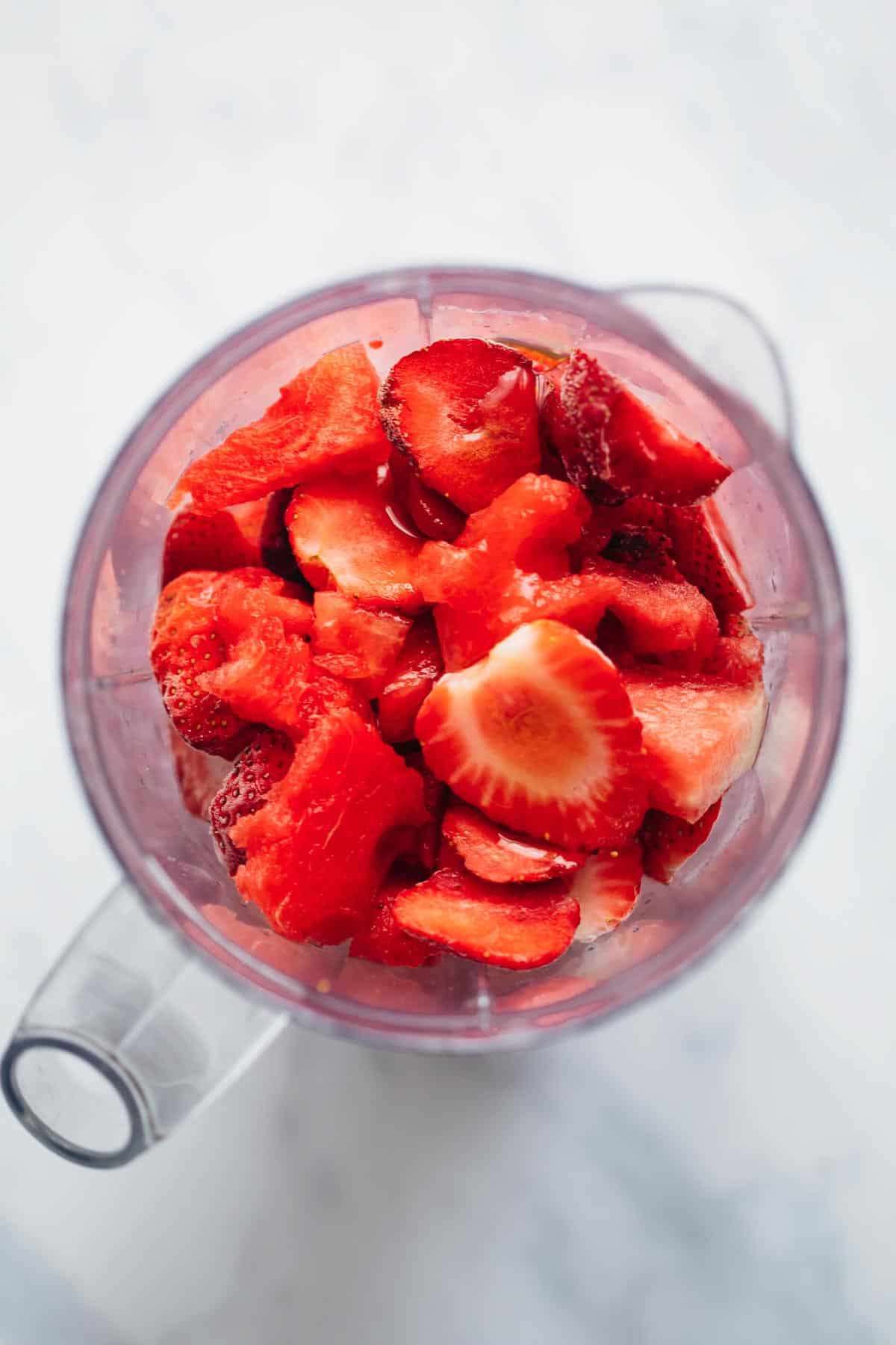 Ingredients for watermelon lime smoothie in the blender