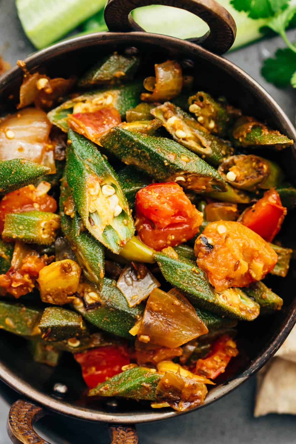 Closeup of bhindi masala