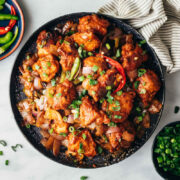 Easy Chinese Chilli Chicken Dry in a black wok.