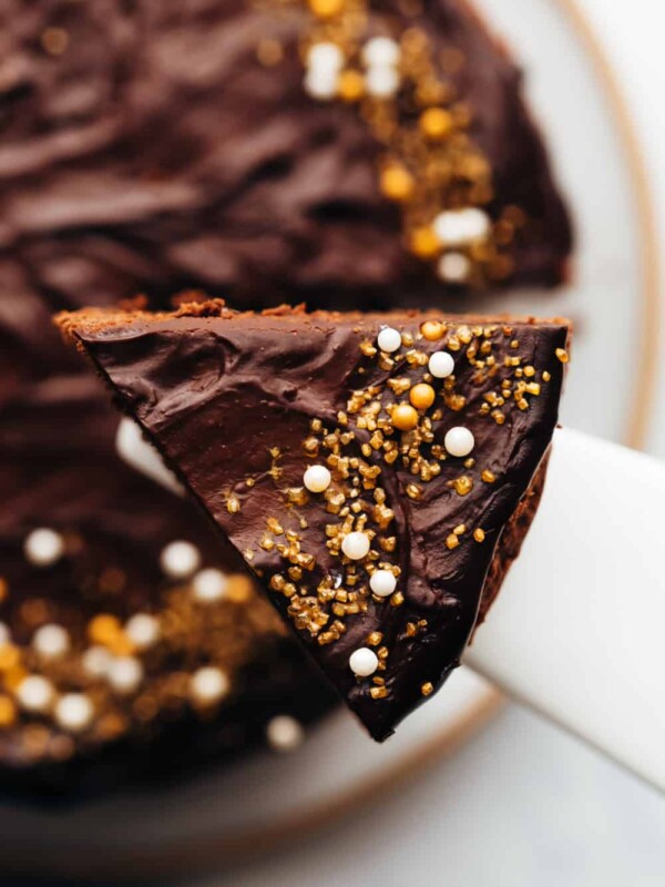 A slice of eggless chocolate cake