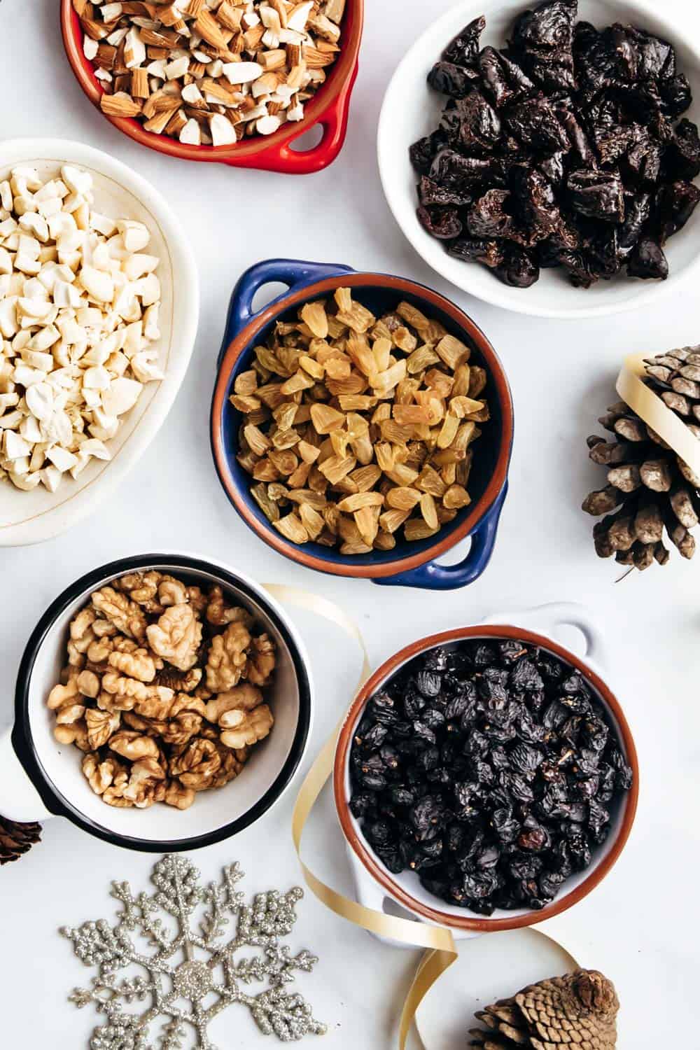 Dry fruits and nuts for christmas plum cake or fruit cake