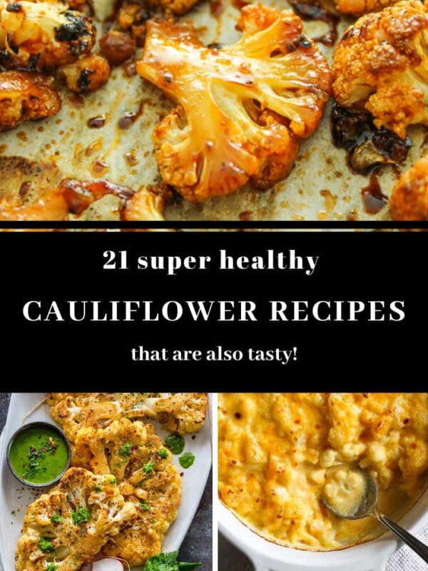 A collage of healthy cauliflower recipes.