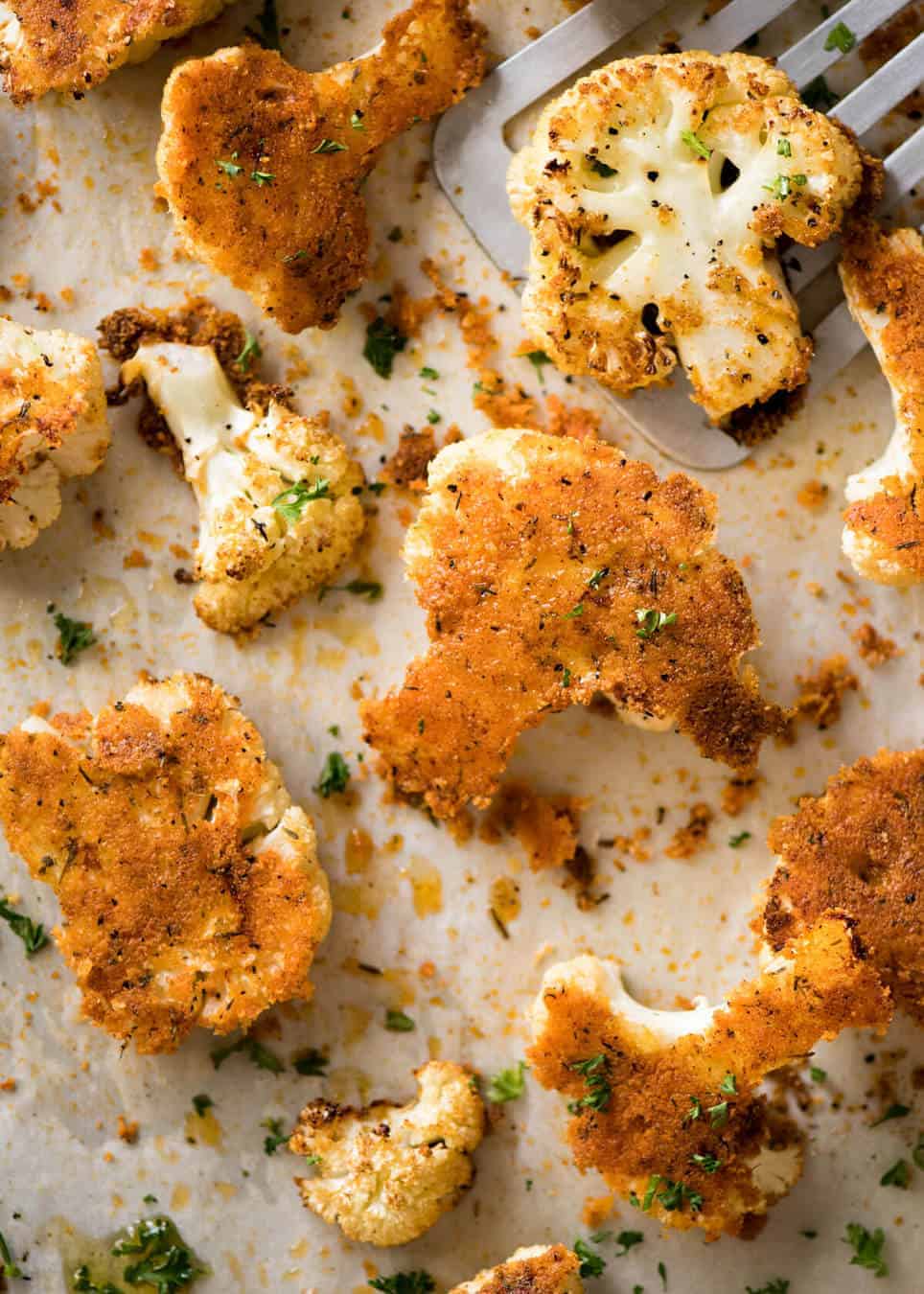 Roasted parmesan crusted cauliflower - healthy cauliflower recipes