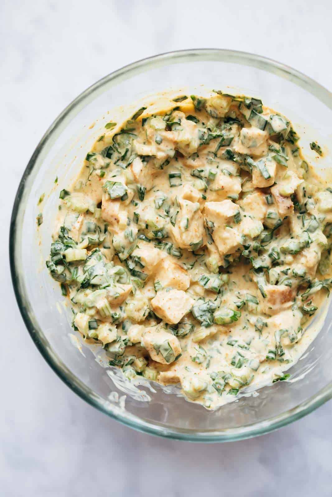 Curry chicken salad in a large bowl
