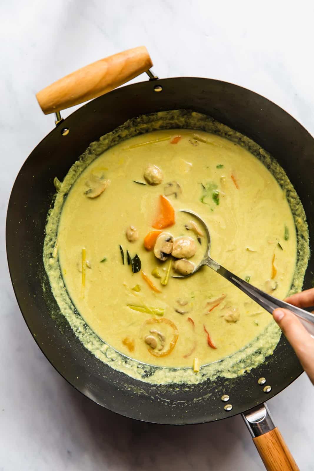 Khow Suey curry in a wok