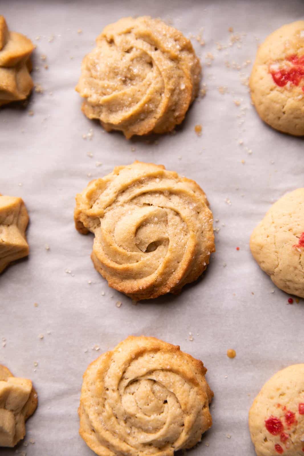 Closeup of a danish cookie piped as a rosette