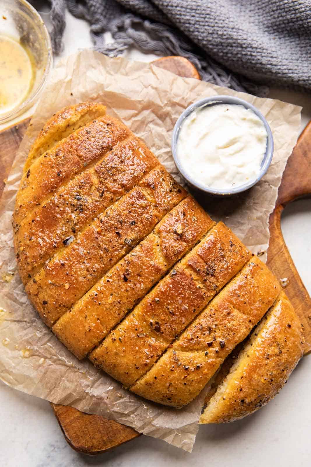 Dominos garlic breadsticks served with cheesy dipping sauce