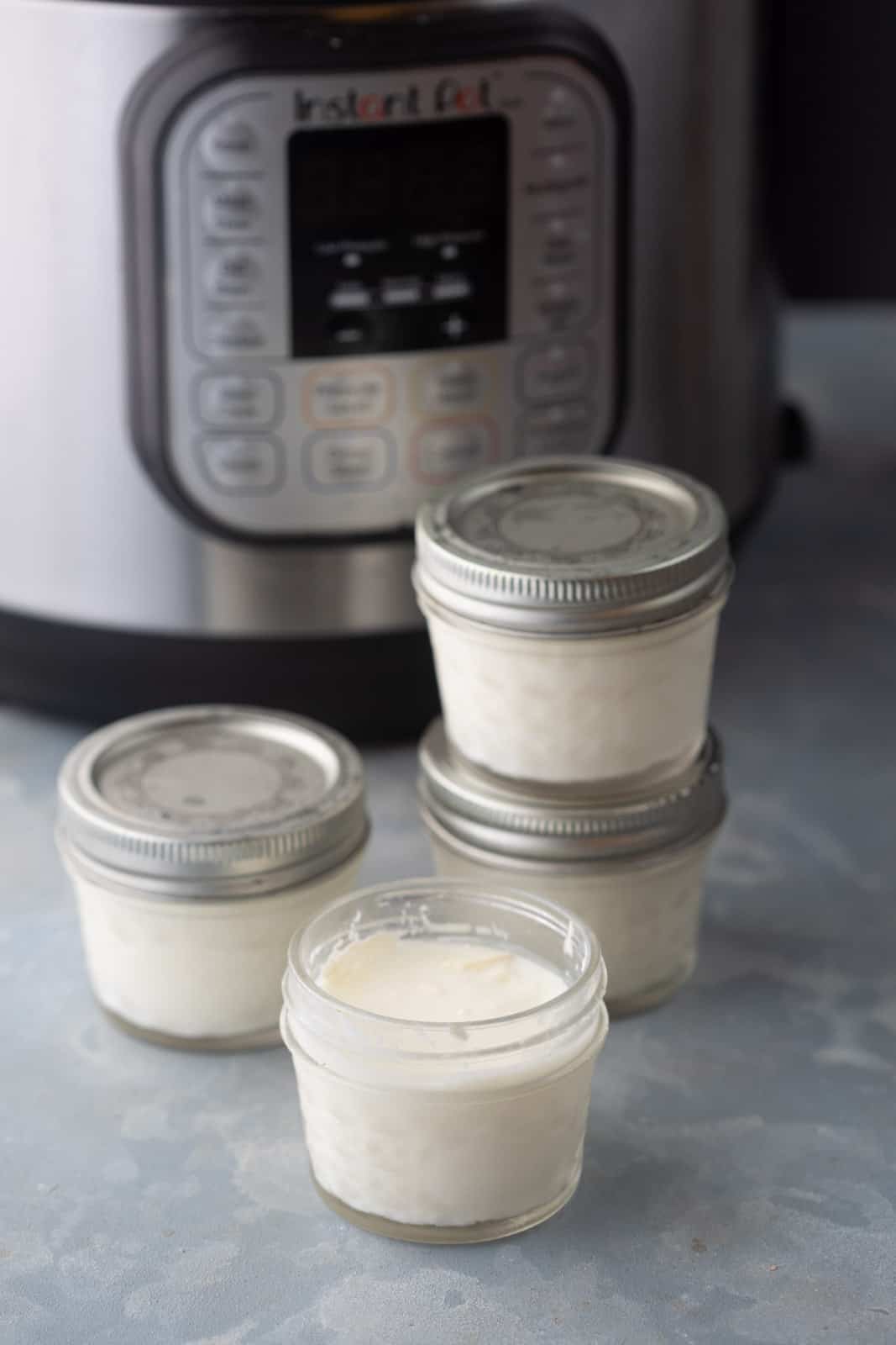 Yogurt set in individual portions in the Instant Pot