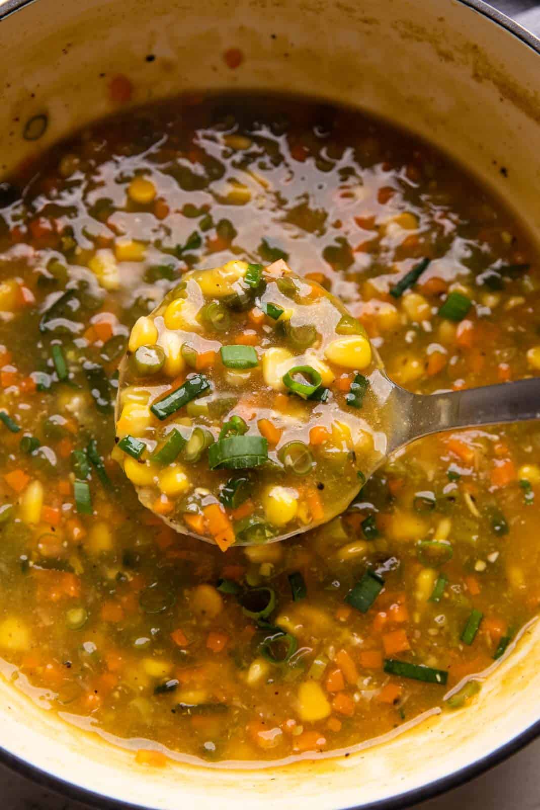 Ladleful of soup straight from the pot