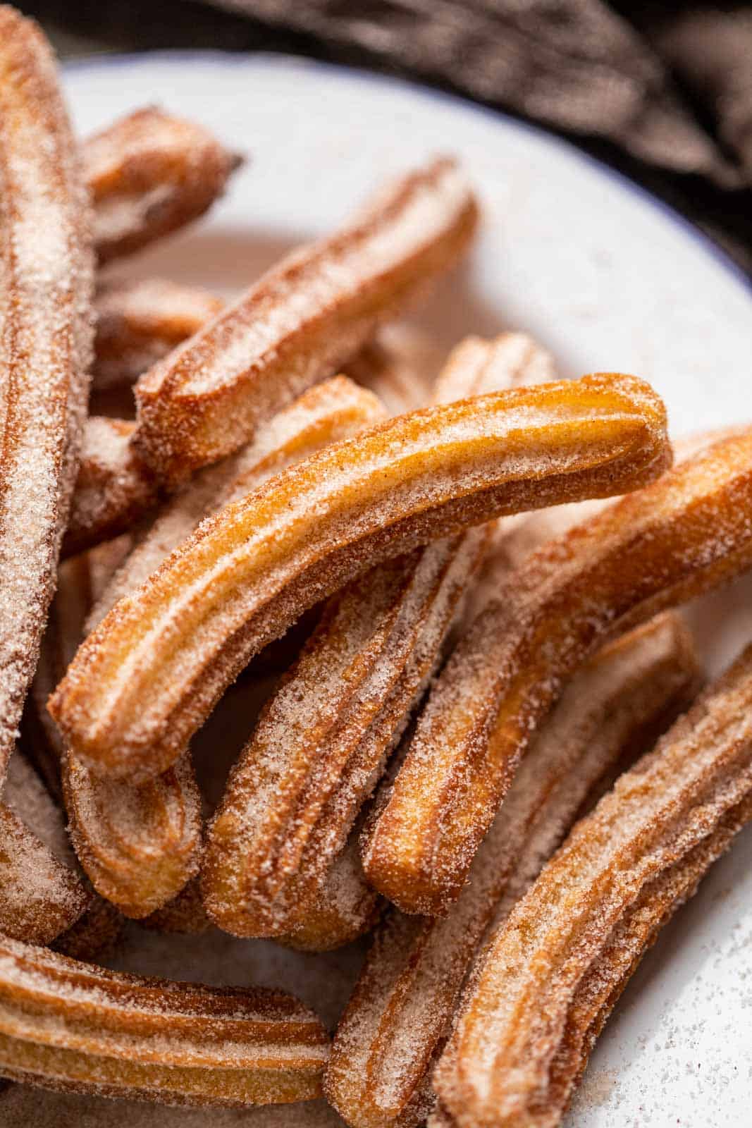 Closeup of churros to show the crispy exterior