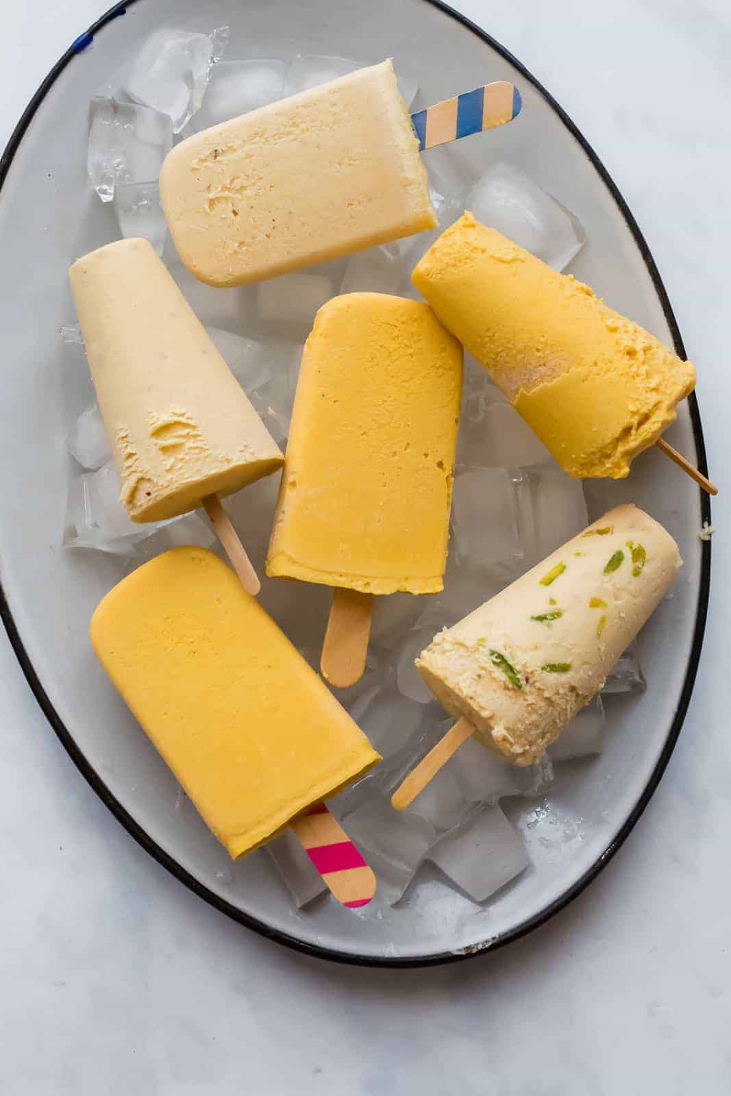 All three flavours of kulfi served on a platter