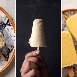 A collage showing the three kulfi flavours