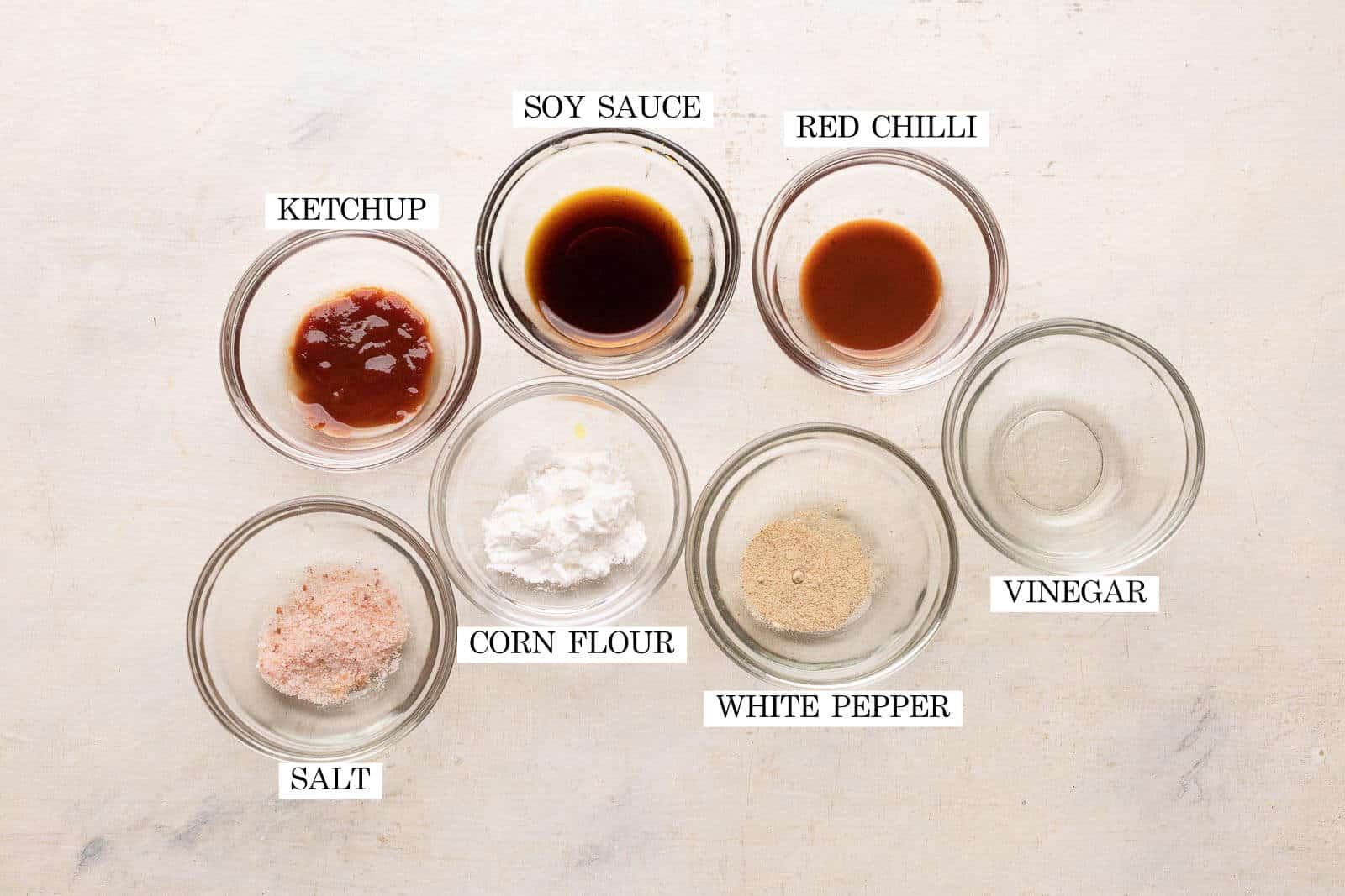 All the ingredients for the chow mein stir fry sauce pictured here