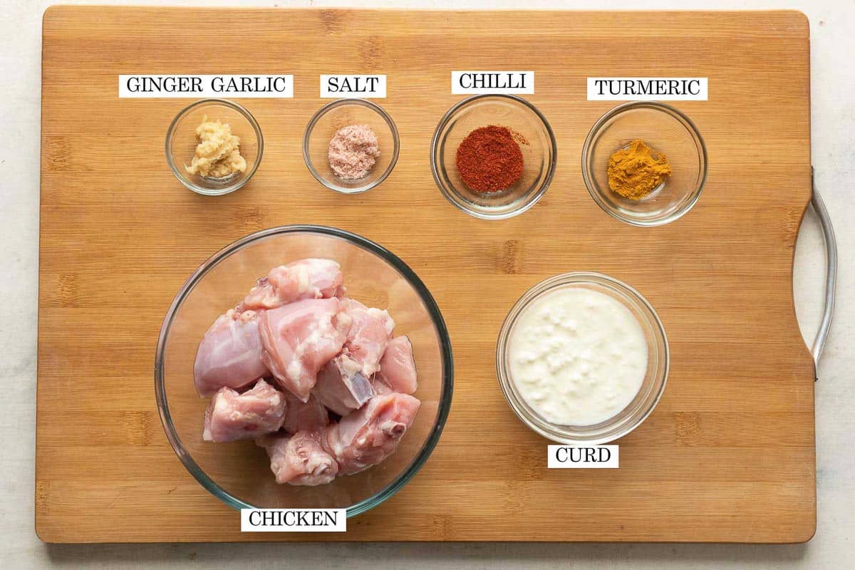 Ingredients for marinating chicken