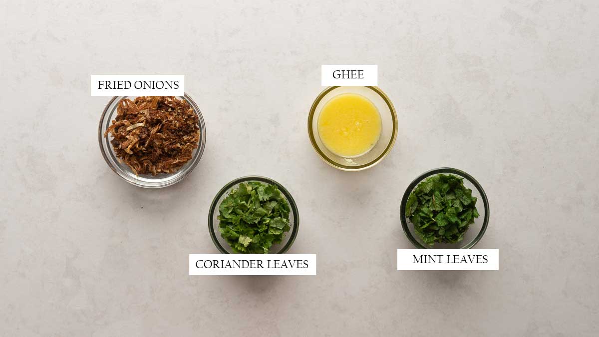 Picture of some other ingredients required for the paneer biryani