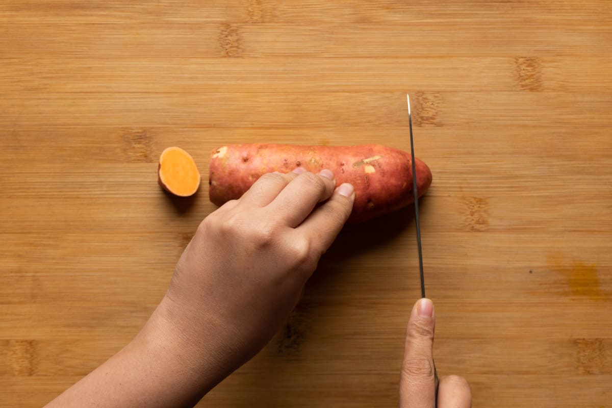 Picture of prepping a sweet potato for fries