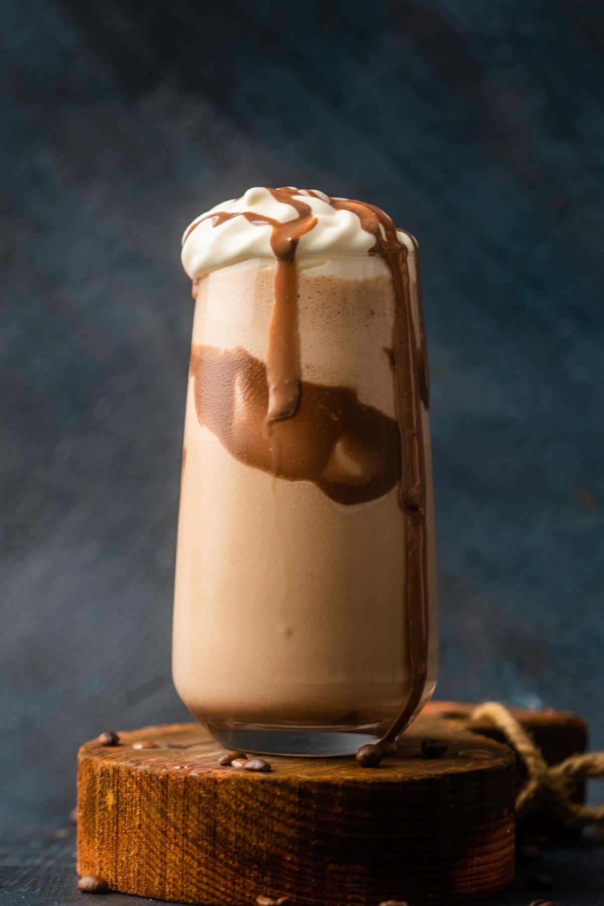 Nutella cold coffee served in a tall glass