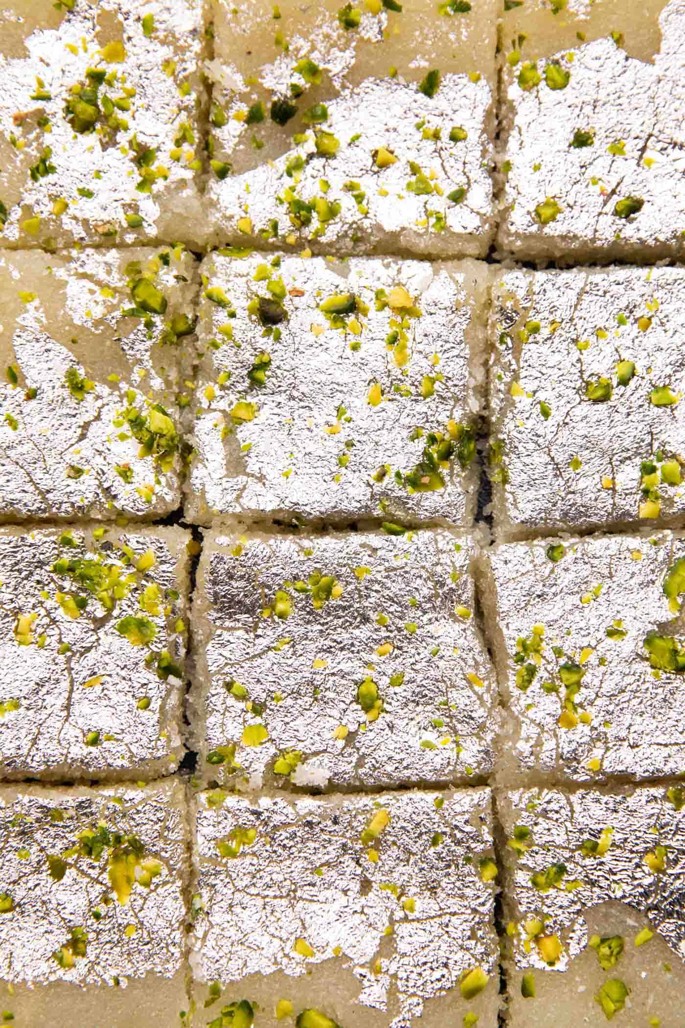 Close up of coconut barfi