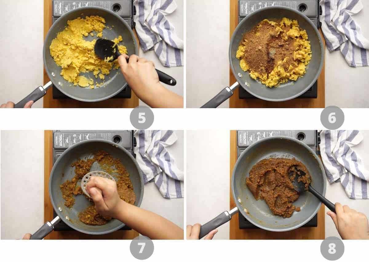 Step by step picture collage showing how to make puran poli
