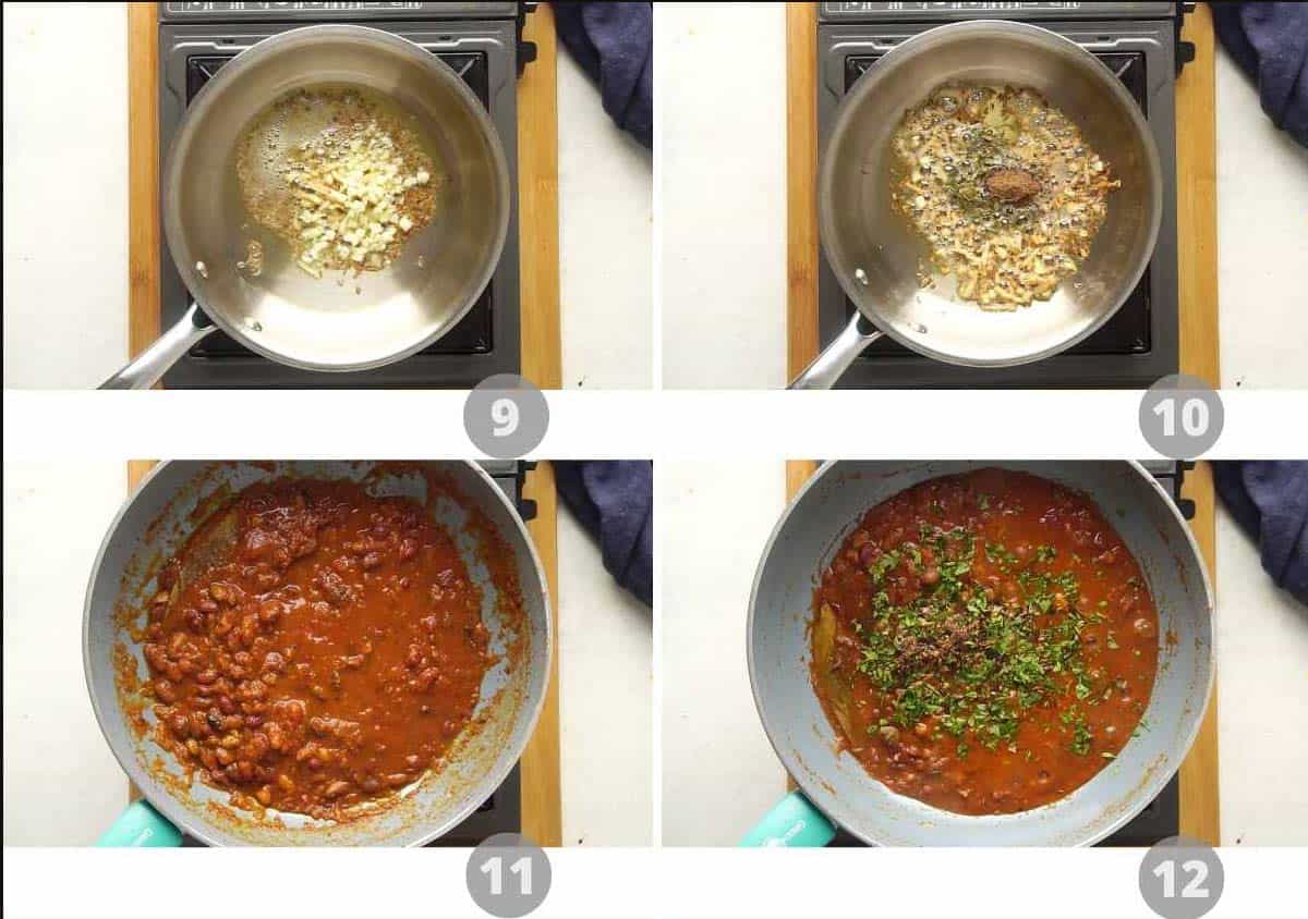 Step by step picture collage showing how to make rajma masala