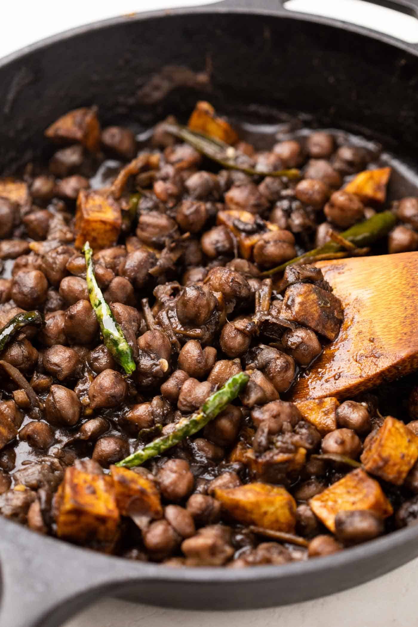 Pindi Chole in a cast iron pan