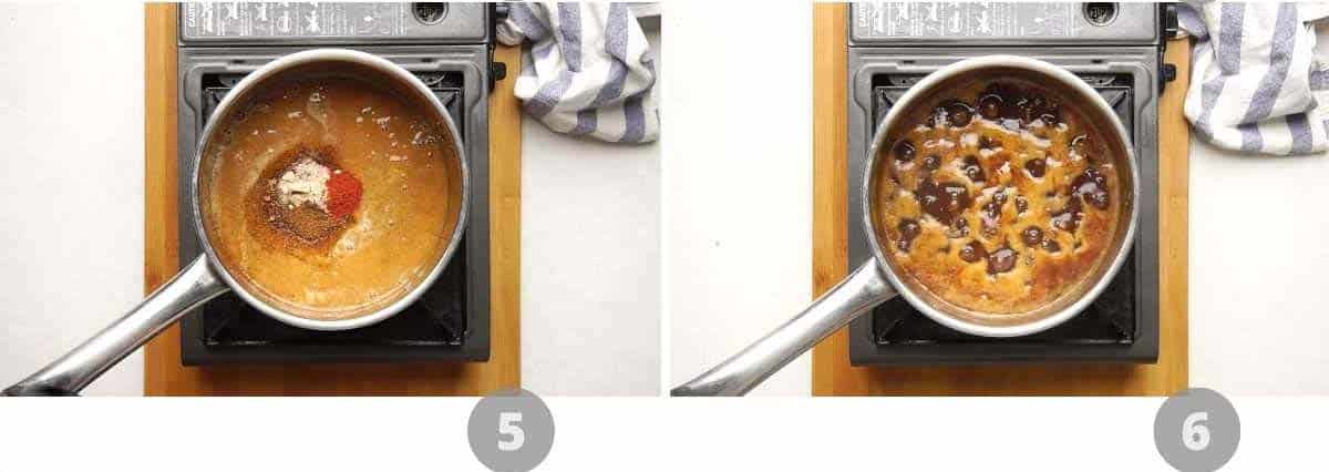 Step by step picture collage showing how to make tamarind chutney