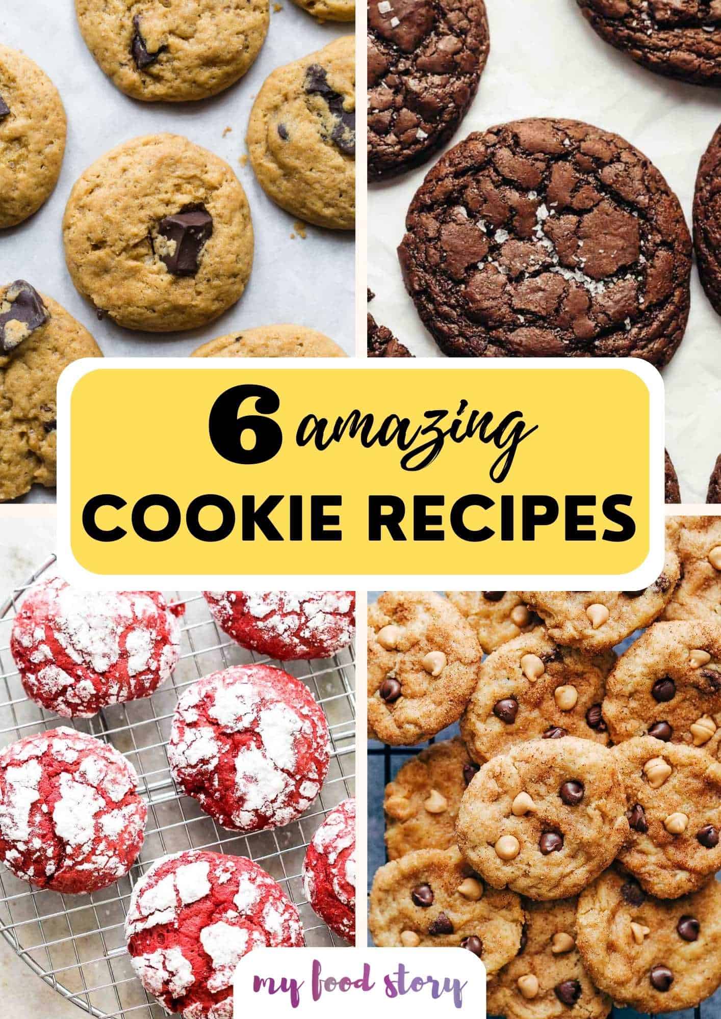 Picture collage with four cookies and text overlay