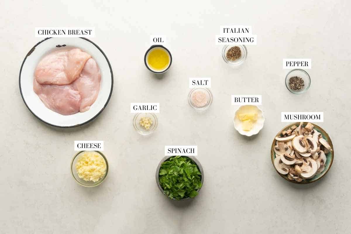 ingredient shot for stuffed chicken breast