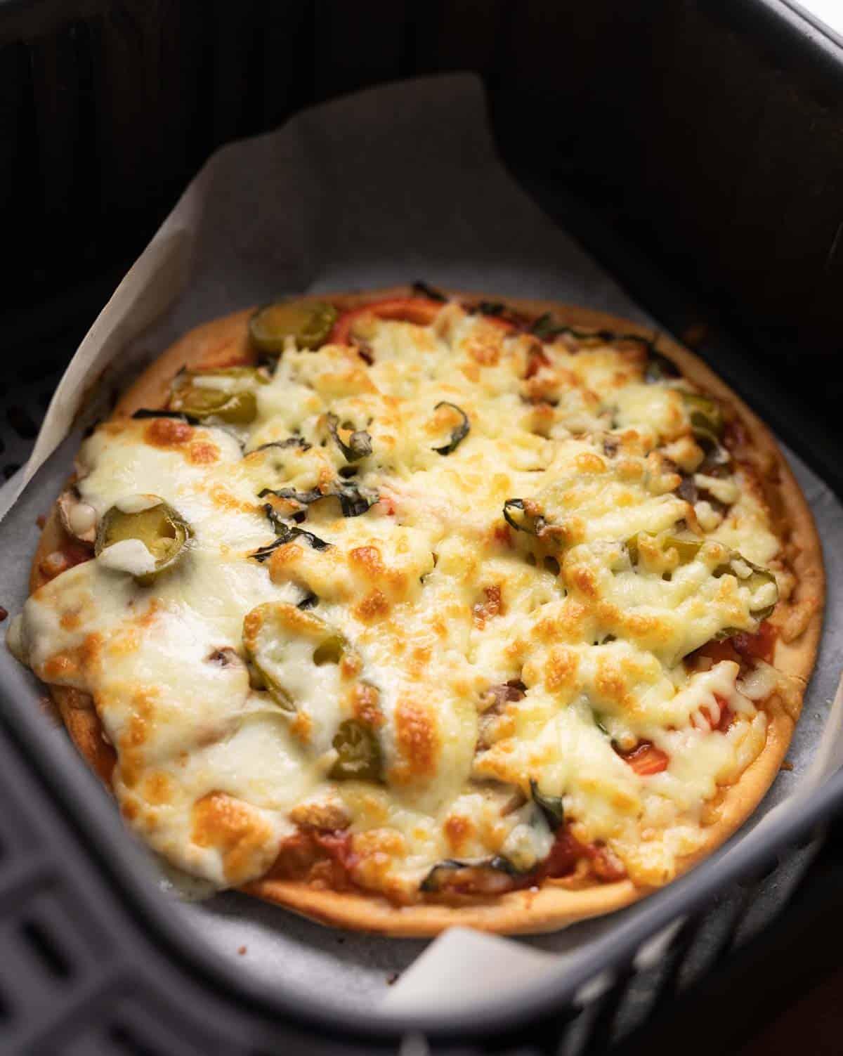 No yeast Pizza cooked in an air fryer